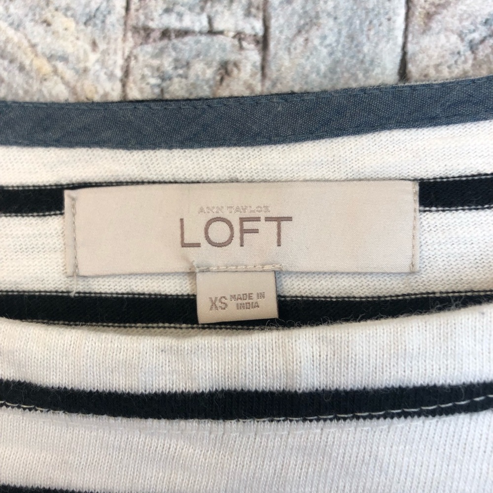 LOFT Stripe Long Sleeve Peplum Top - Picture 3 of 4
